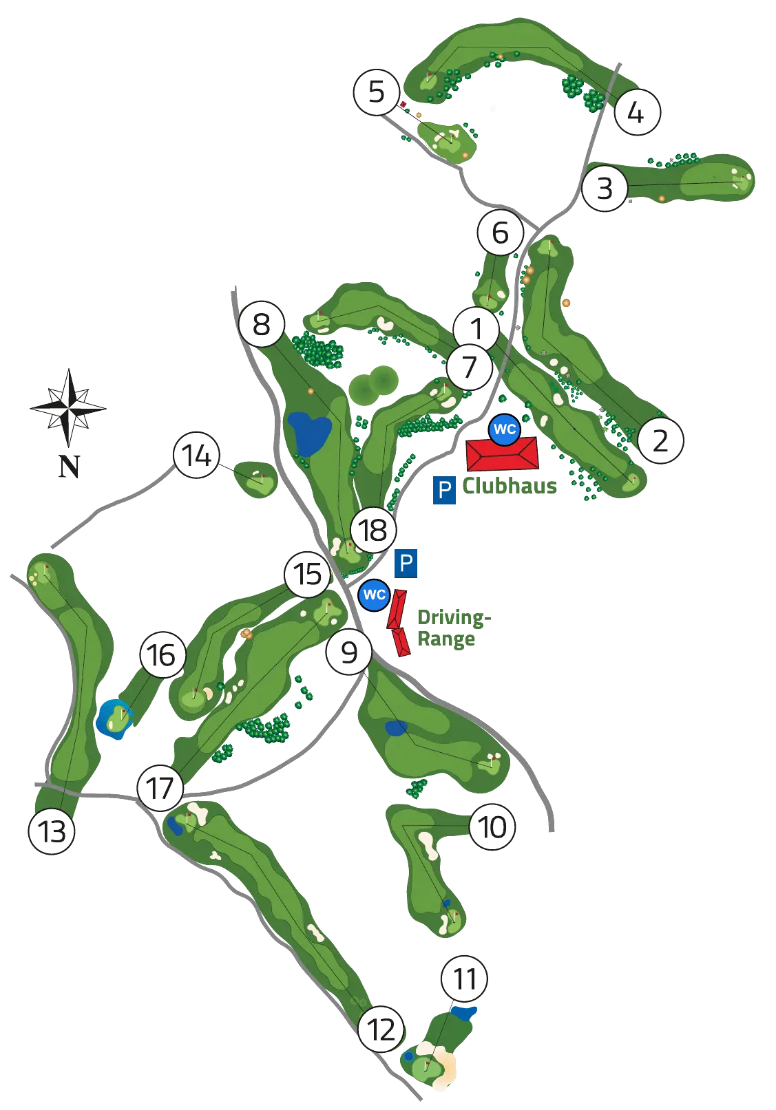 Course plan of the 18 holes